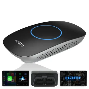 【50% OFF】ATOTOMOVE Wireless CarPlay Adapter Ai Box with OBD2 Scanner, Car Video Streaming Wireless Plug & Play Carplay Adapter for iPhone & Android Auto with ChatGPT, Supports YouTube, Netfilx 256GB Max, HDMI