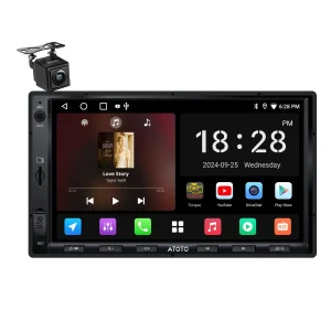 [Upgrade] ATOTO Double Din Car Stereo with Wireless CarPlay,Wireless Android Auto,7in IPS Touchscreen,Bluetooth,Phone Mirroring,HD LRV Camera,USB Video & Audio,F7G2A7WE-S01