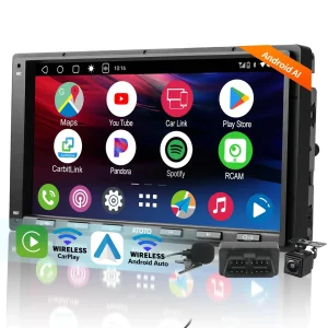 【50% OFF】ATOTOMOVE Android Double Din Car Stereo with Backup Camera & OBD2 Scanner, A6PF Ultra 2G+32G 7" Wireless CarPlay & Android Auto Radio with ChatGPT, LRV, WiFi/BT/USB Tethering, GPS Tracker,2 Bluetooth