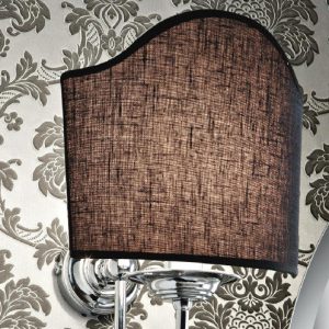 Applique Fabia con ventola lino nero e nastro raso nero